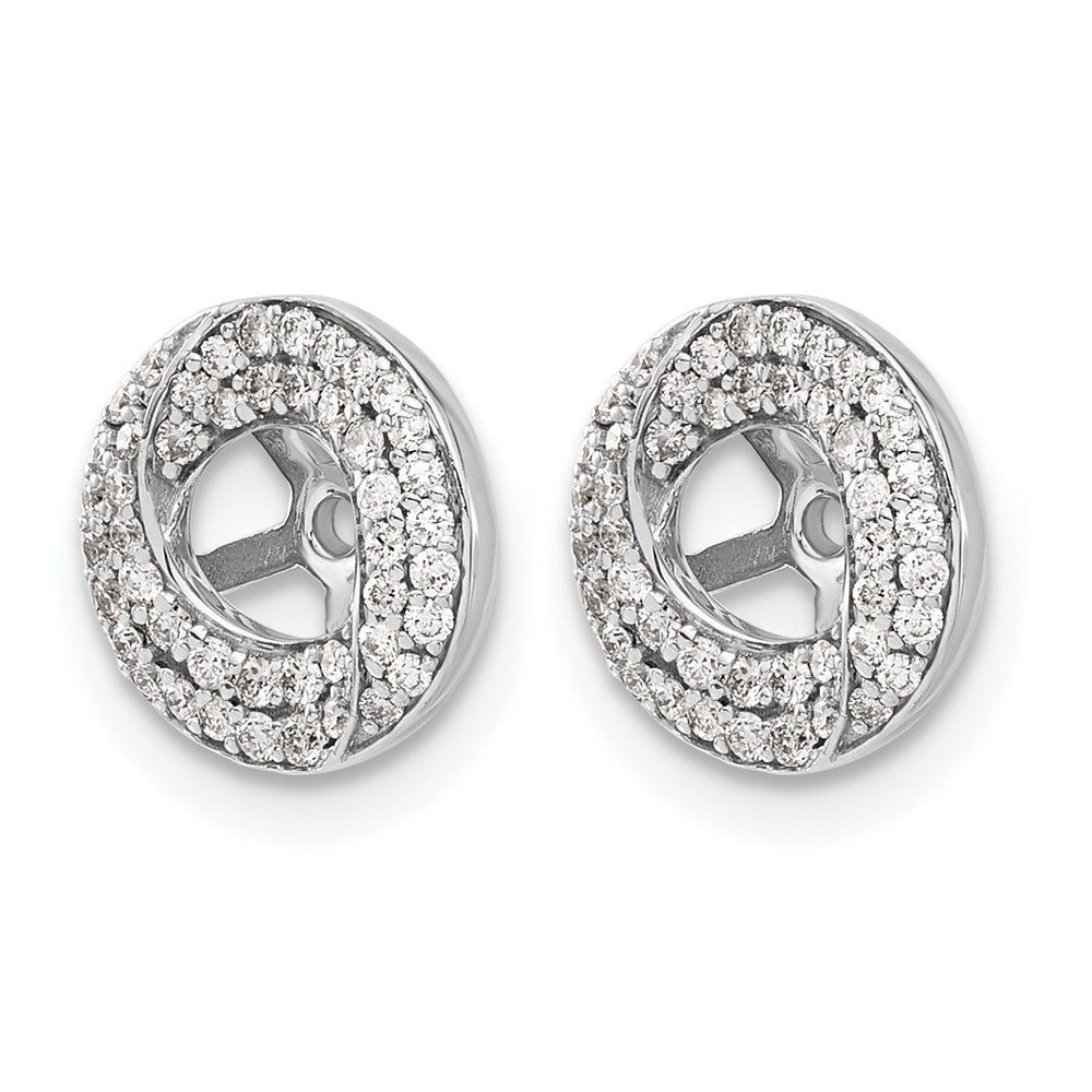 14k White Gold Diamond Round Earring Jackets