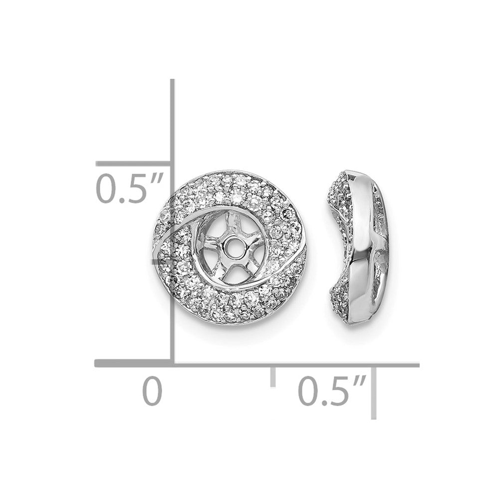 14k White Gold Diamond Round Earring Jackets