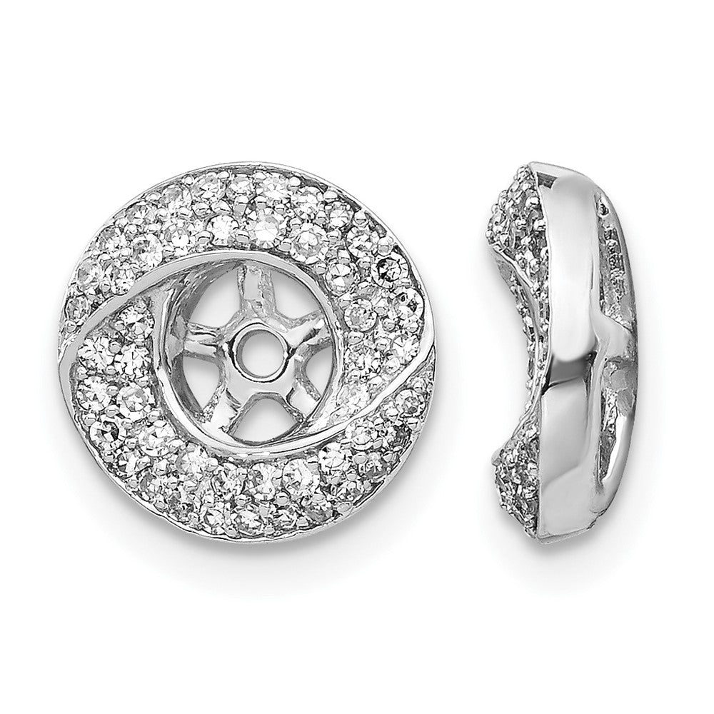 14k White Gold Diamond Round Earring Jackets