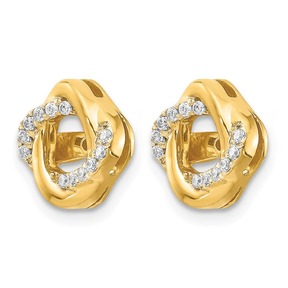 14k Yellow Gold Twisted Diamond Jacket Earrings