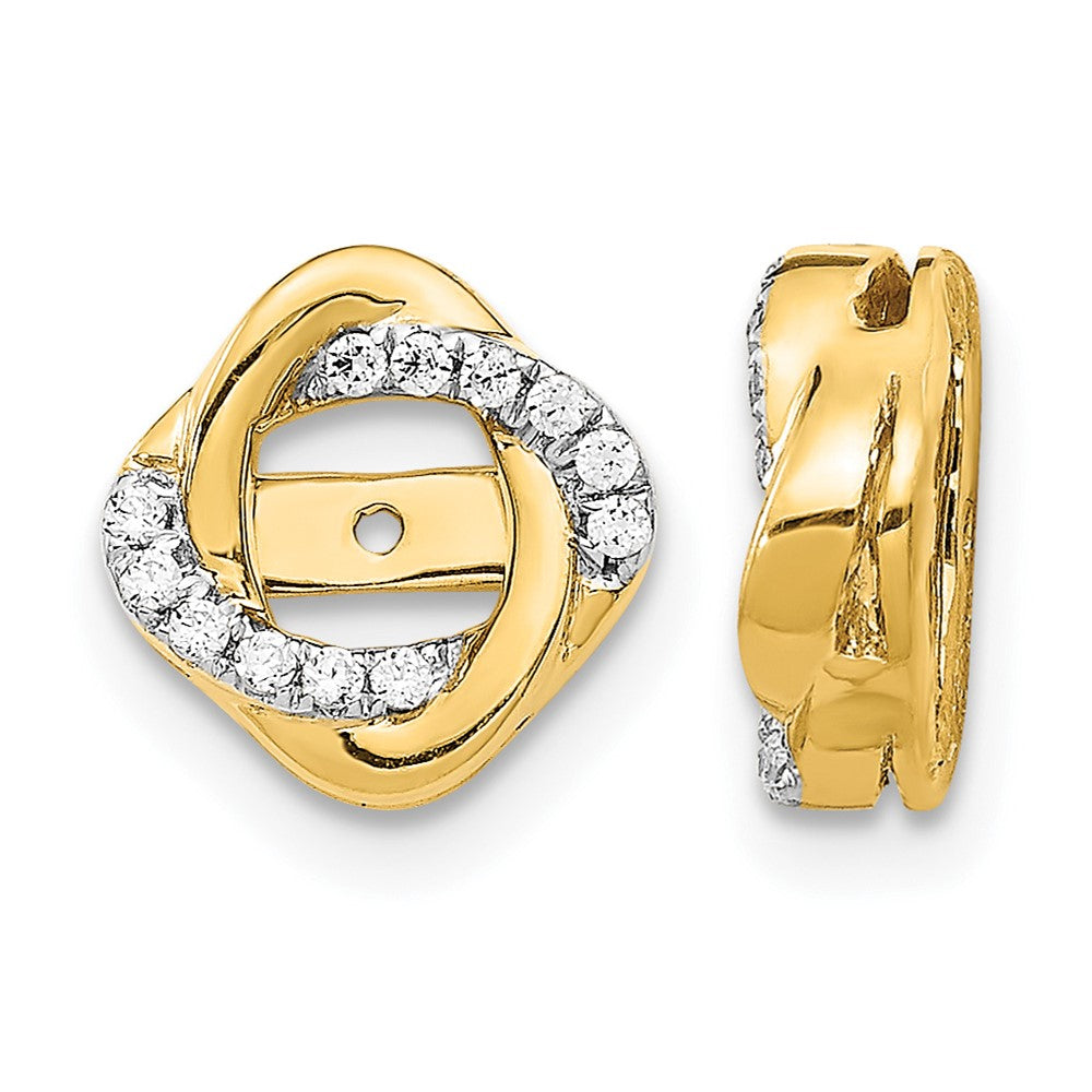 14k Yellow Gold Twisted Diamond Jacket Earrings