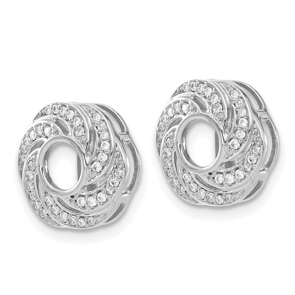14k White Gold Swirl Diamond Jacket Earrings