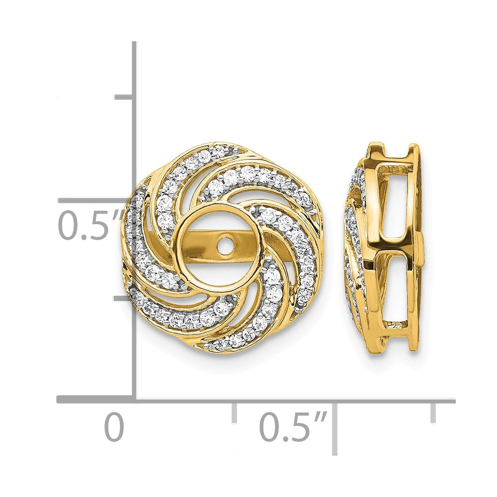 14k Yellow Gold Swirl Diamond Jacket Earrings