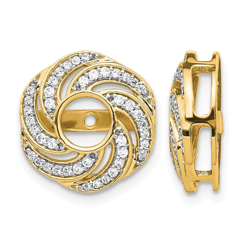 14k Yellow Gold Swirl Diamond Jacket Earrings