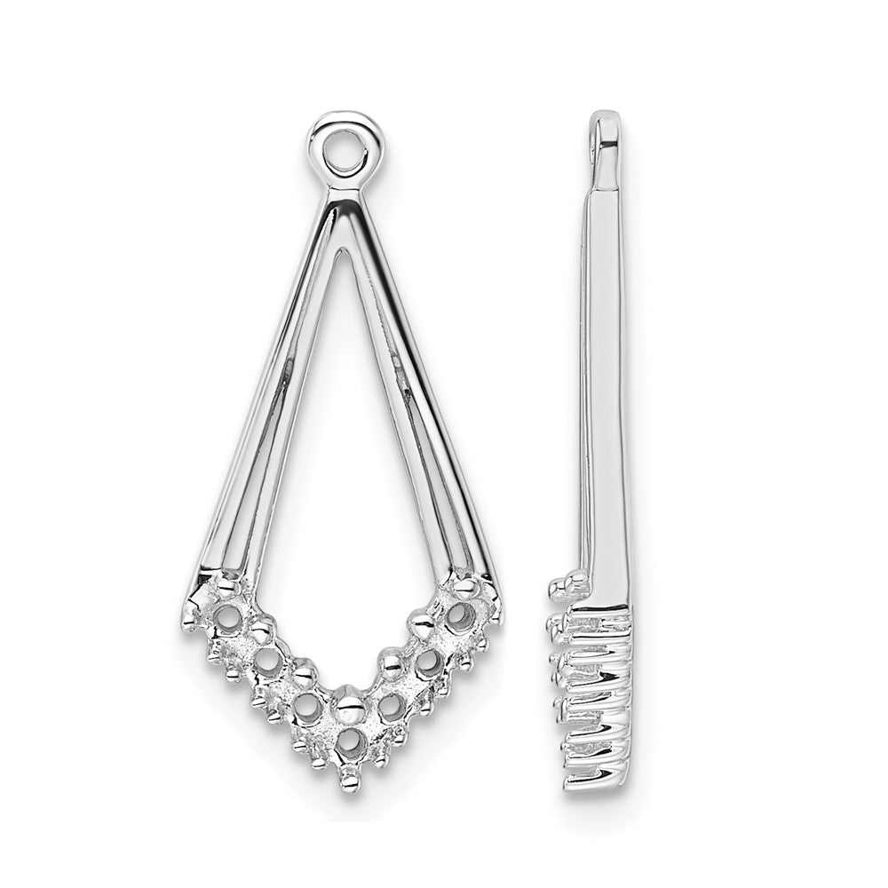 14k White Gold Diamond Shaped Diamond Earrings Jacket Mounting