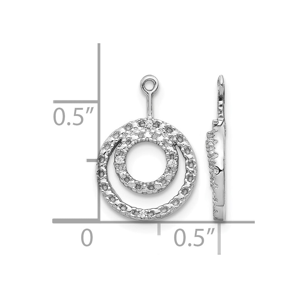 14k White Gold Double Circle Diamond Earring Jackets