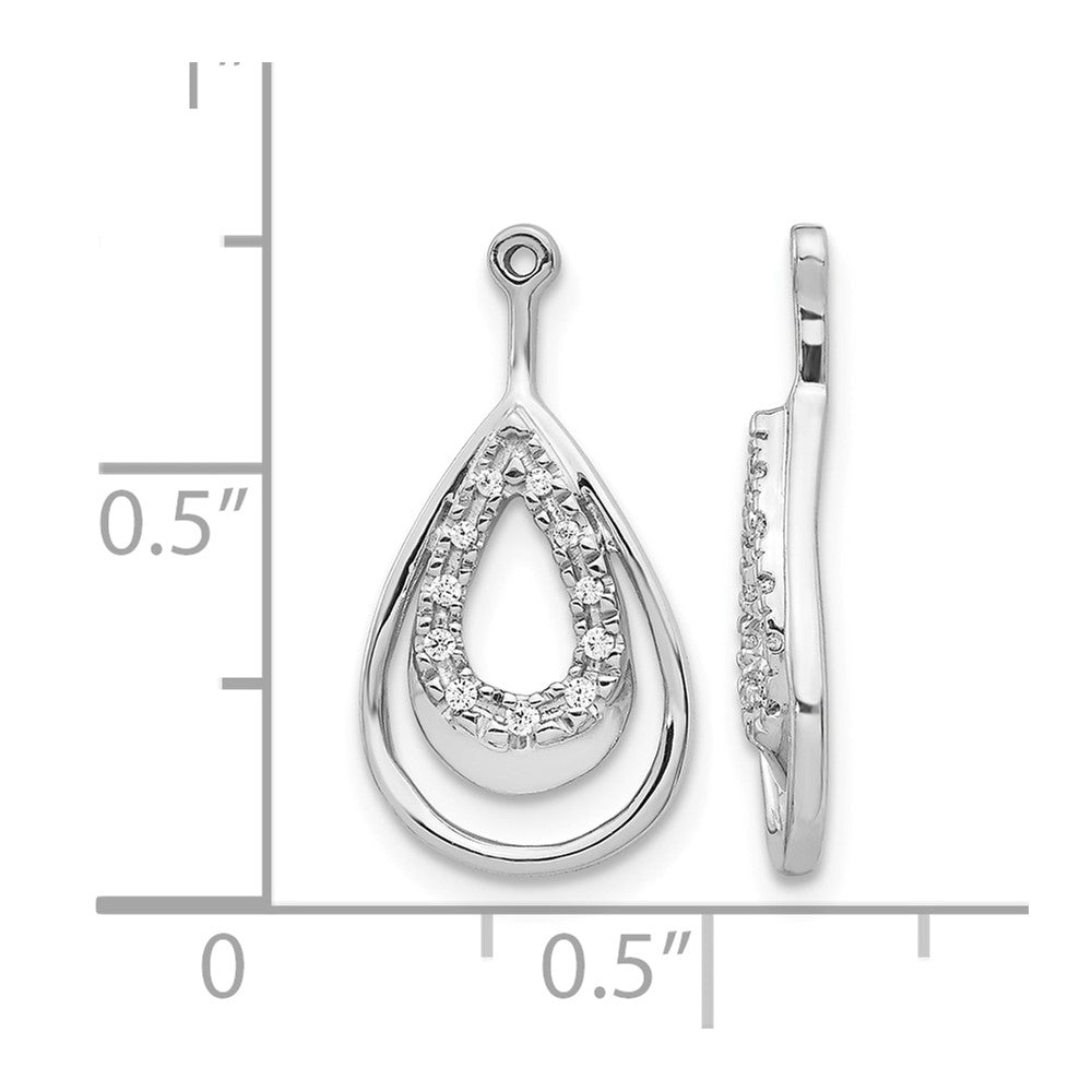 10k White Gold Double Teardrop Diamond Earring Jackets