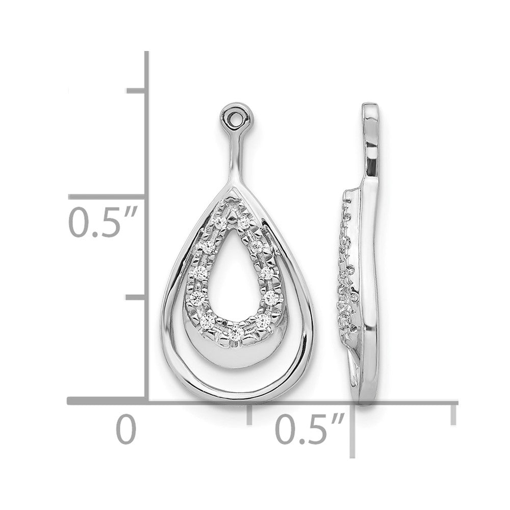 14k White Gold Double Teardrop Diamond Earring Jackets