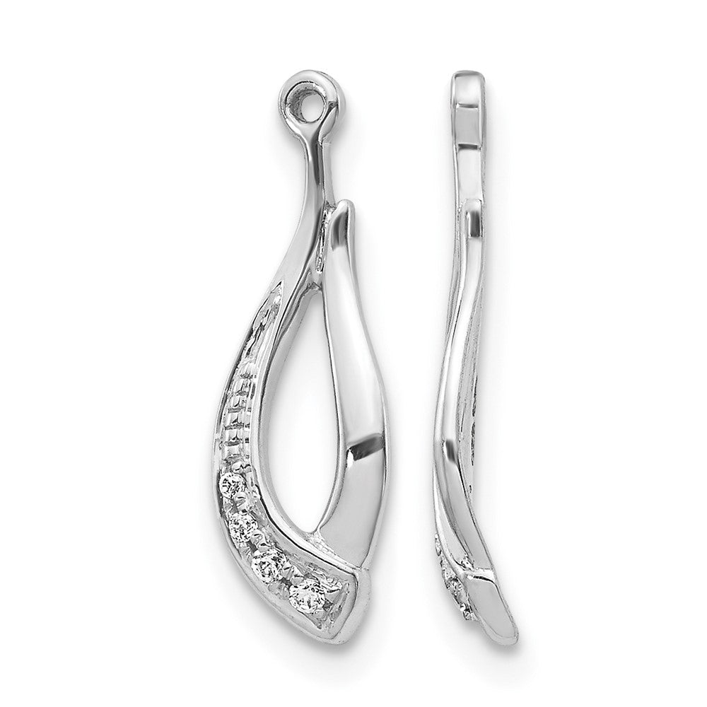 10k White Gold Twisted Teardrop Diamond Earring Jackets