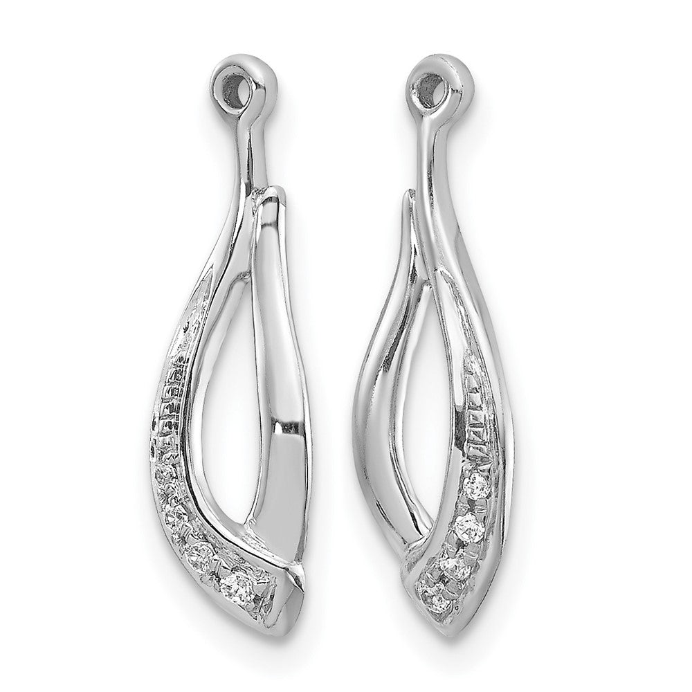 14k White Gold Twisted Teardrop Diamond Earring Jackets