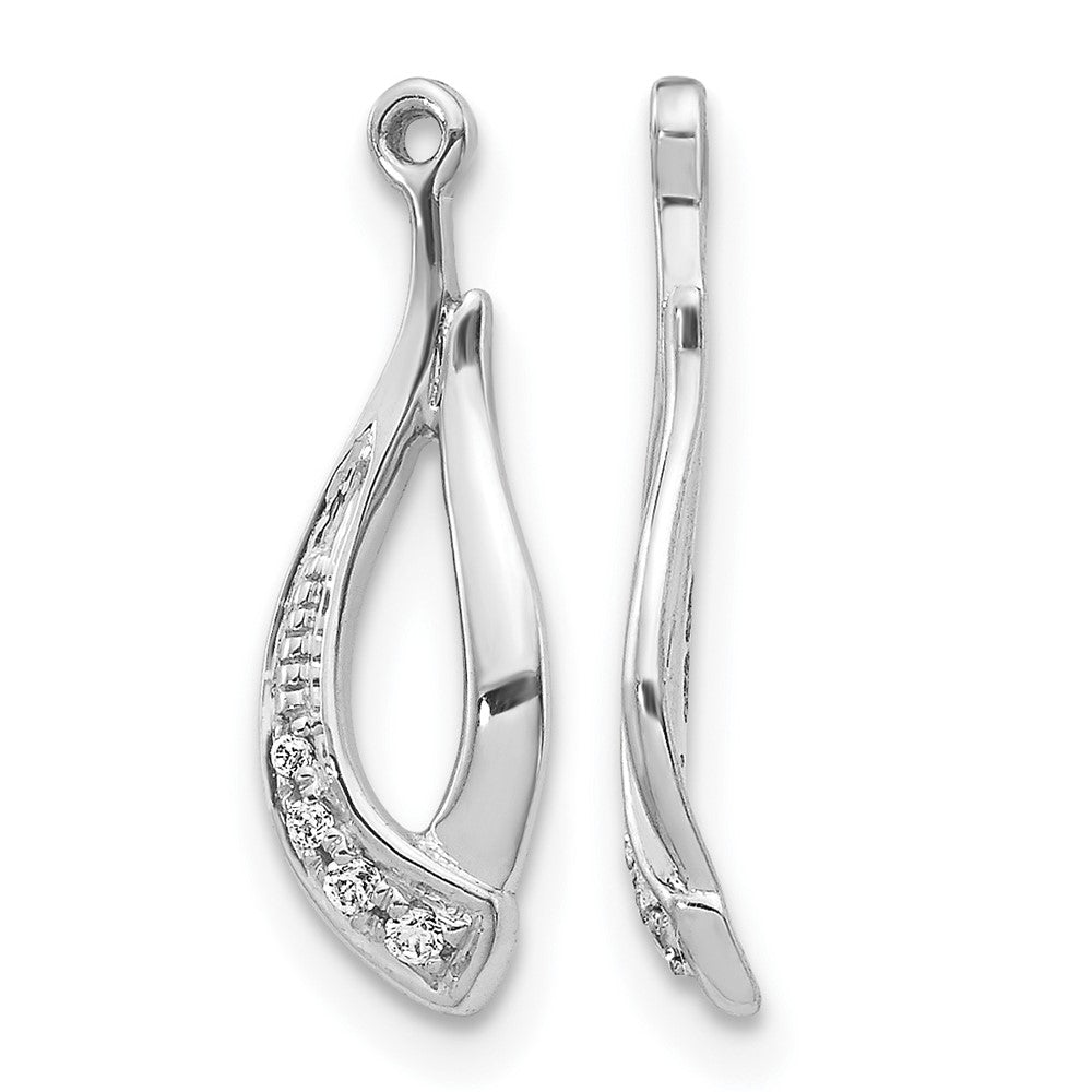 14k White Gold Twisted Teardrop Diamond Earring Jackets