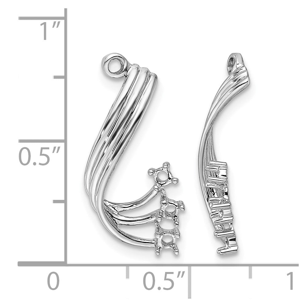 14k White Gold Fancy Twist Diamond Earrings Jacket Mountings