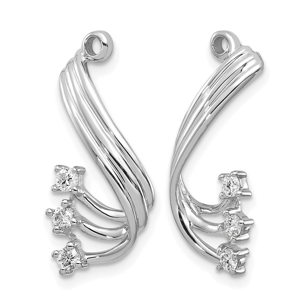 14k White Gold AA Fancy Twist Diamond Earring Jacket