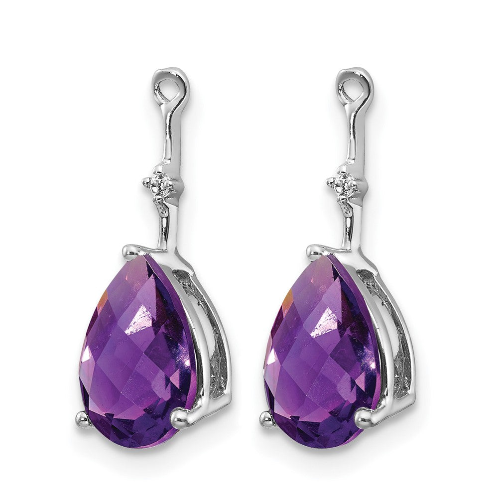 14k White Gold Diamond and Amethyst Earring Jackets