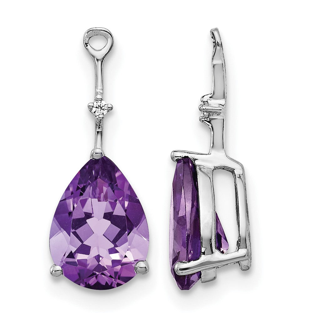 14k White Gold Diamond and Amethyst Earring Jackets