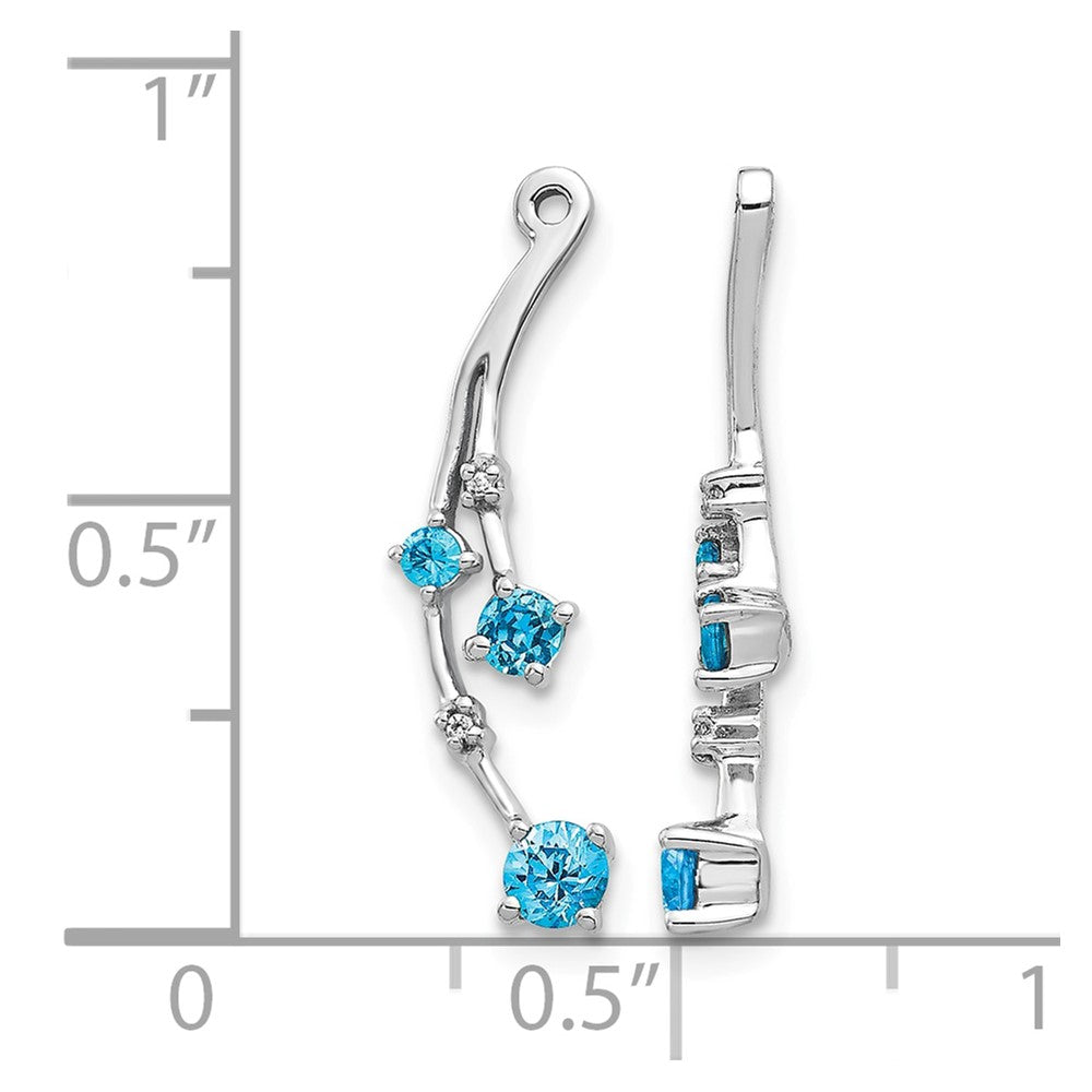 14k White Gold Diamond and Blue Topaz Dangle Earring Jackets