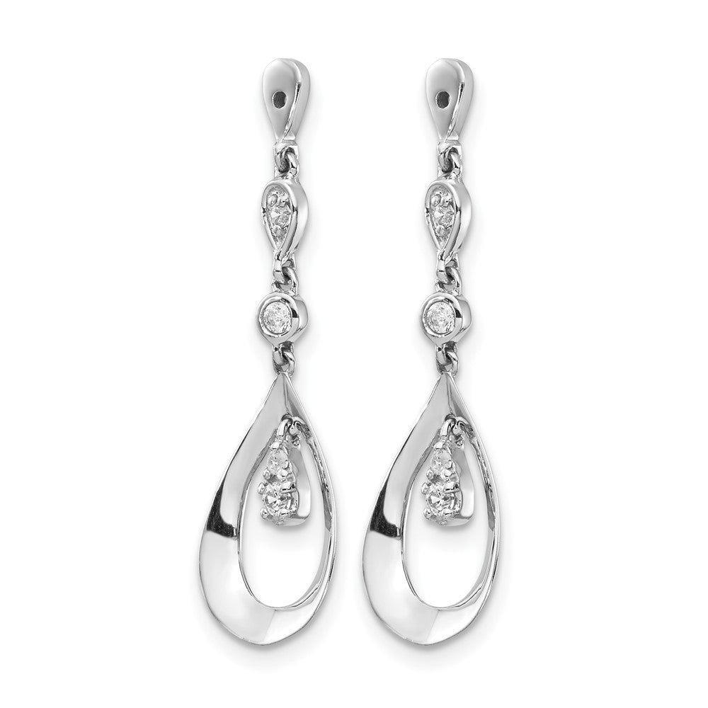 14k White Gold Teardrop Dangle Diamond Earring Jackets