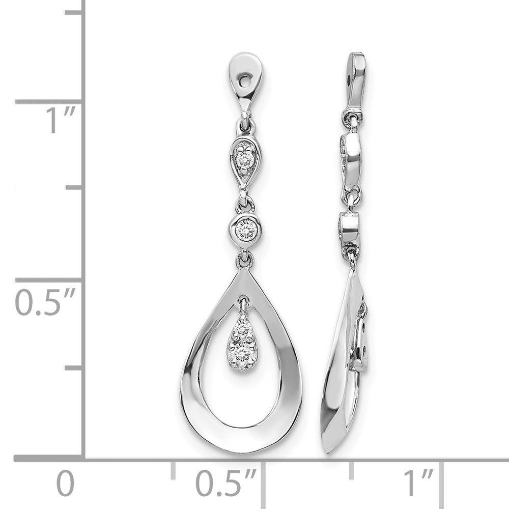 14k White Gold Teardrop Dangle Diamond Earring Jackets