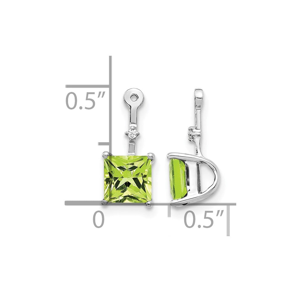 14k White Gold Diamond and Square Peridot Earring Jackets