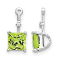 14k White Gold Diamond and Square Peridot Earring Jackets
