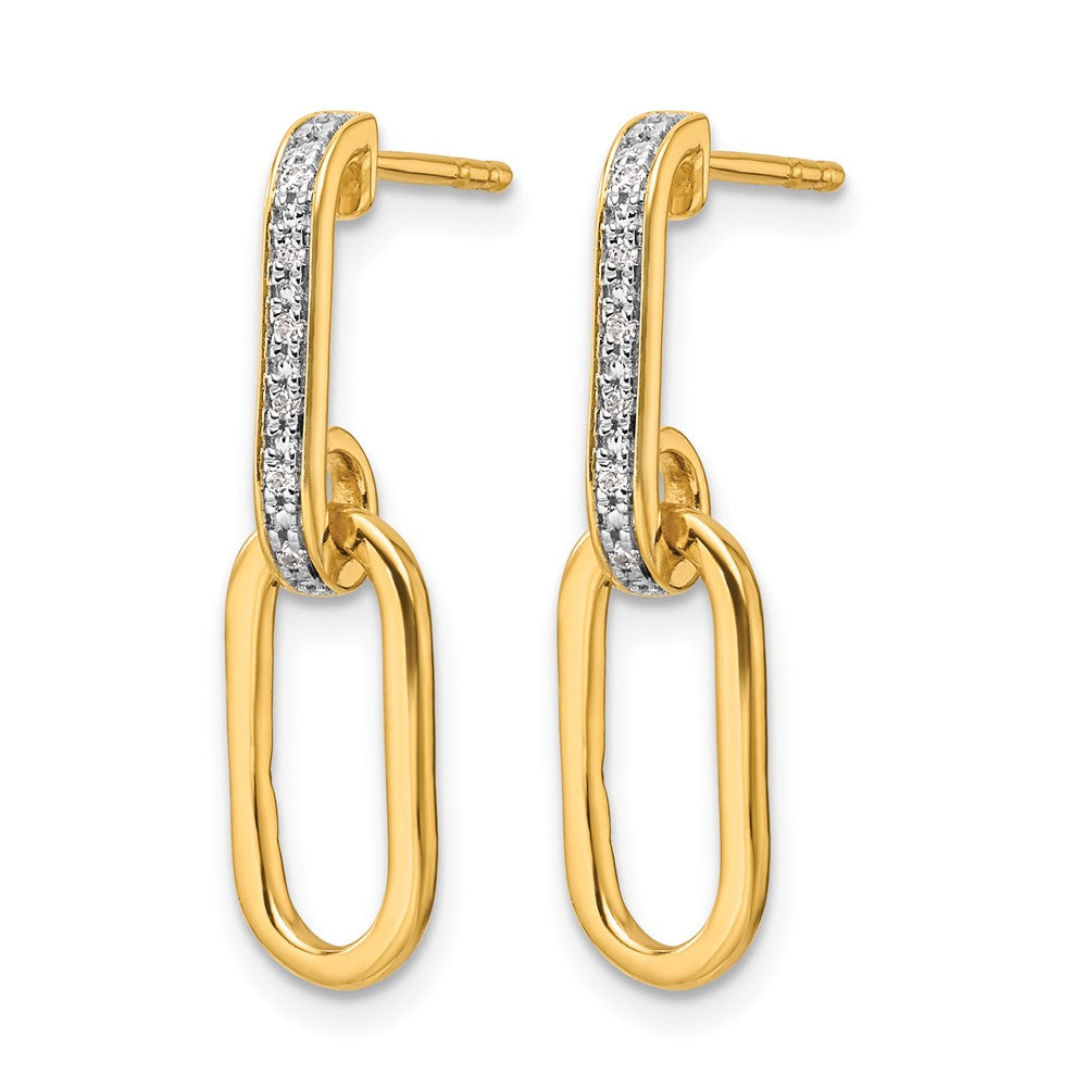 14K Polished Diamond Paper Clip Link Fashion Dangle Post Earrings