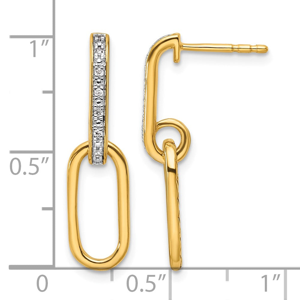 14K Polished Diamond Paper Clip Link Fashion Dangle Post Earrings