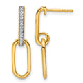 14K Polished Diamond Paper Clip Link Fashion Dangle Post Earrings