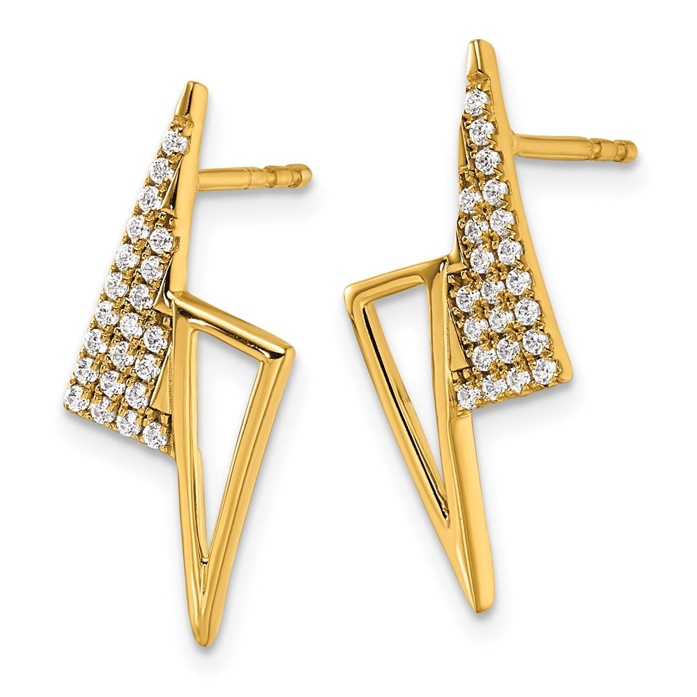 14K Polished Diamond Geometric Fashion Post Earrings