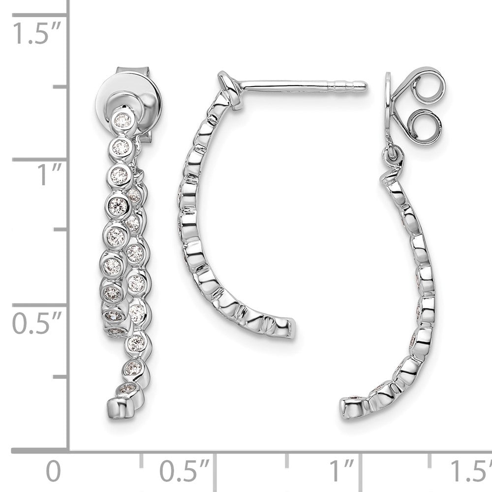 14K White Gold Polished Diamond Front and Back Dangle Earrings