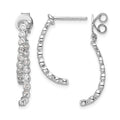 14K White Gold Polished Diamond Front and Back Dangle Earrings
