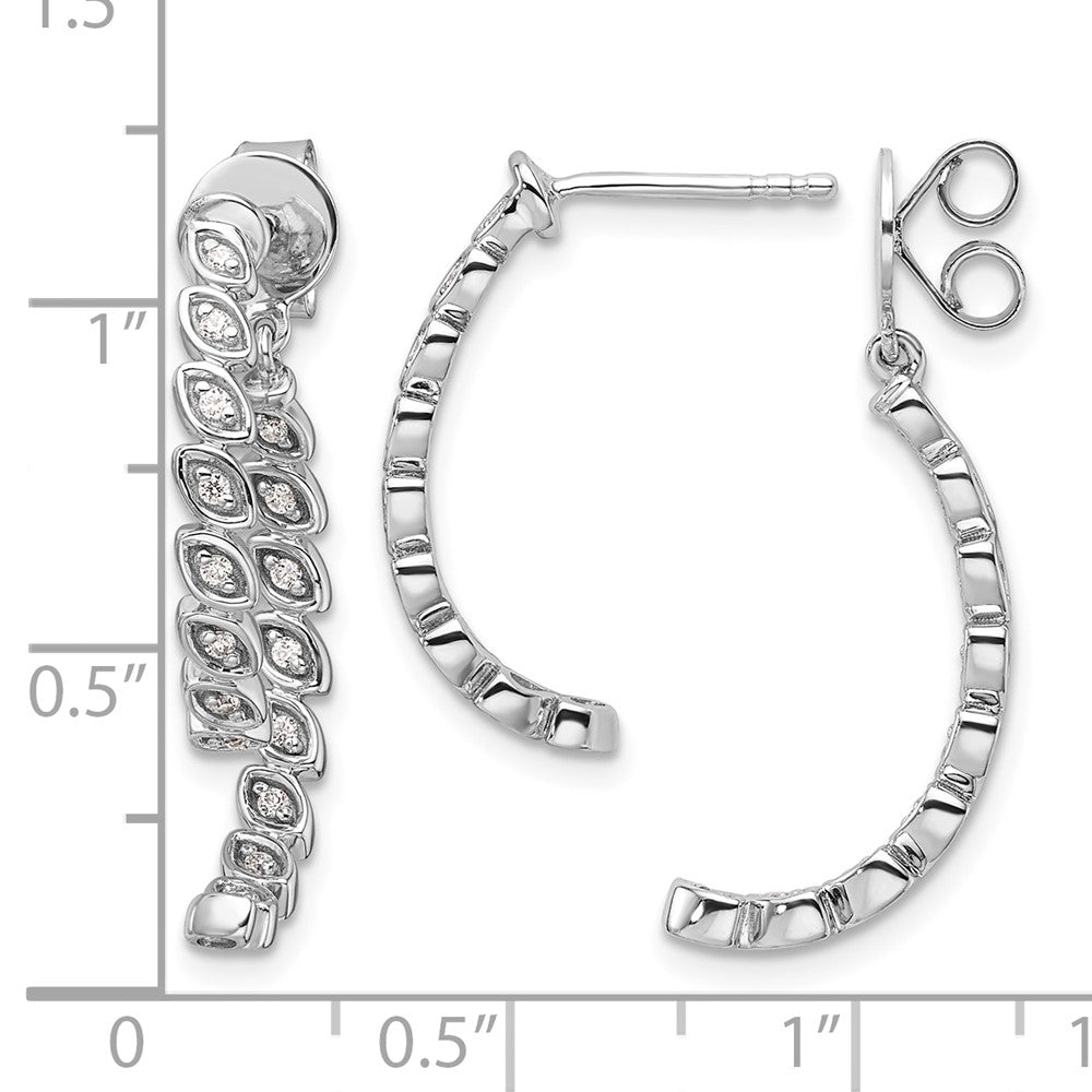 14K White Gold Polished Diamond Front and Back Dangle Earrings
