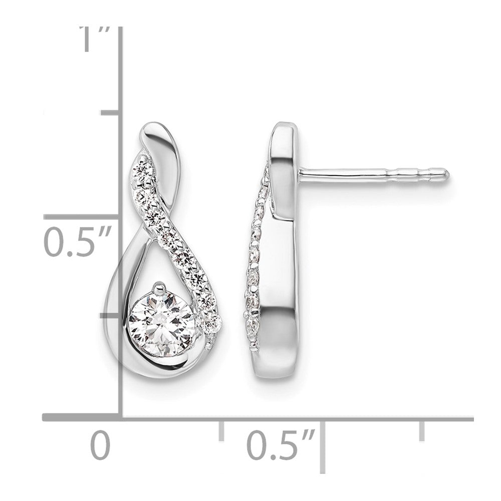 14K White Gold Polished Diamond Complete Tear-drop Post Earrings
