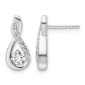 14K White Gold Polished Diamond Complete Tear-drop Post Earrings