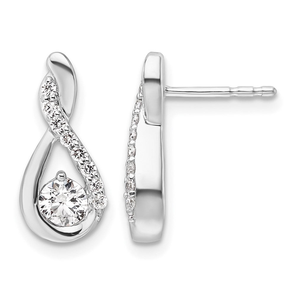 14K White Gold Polished Diamond Complete Tear-drop Post Earrings