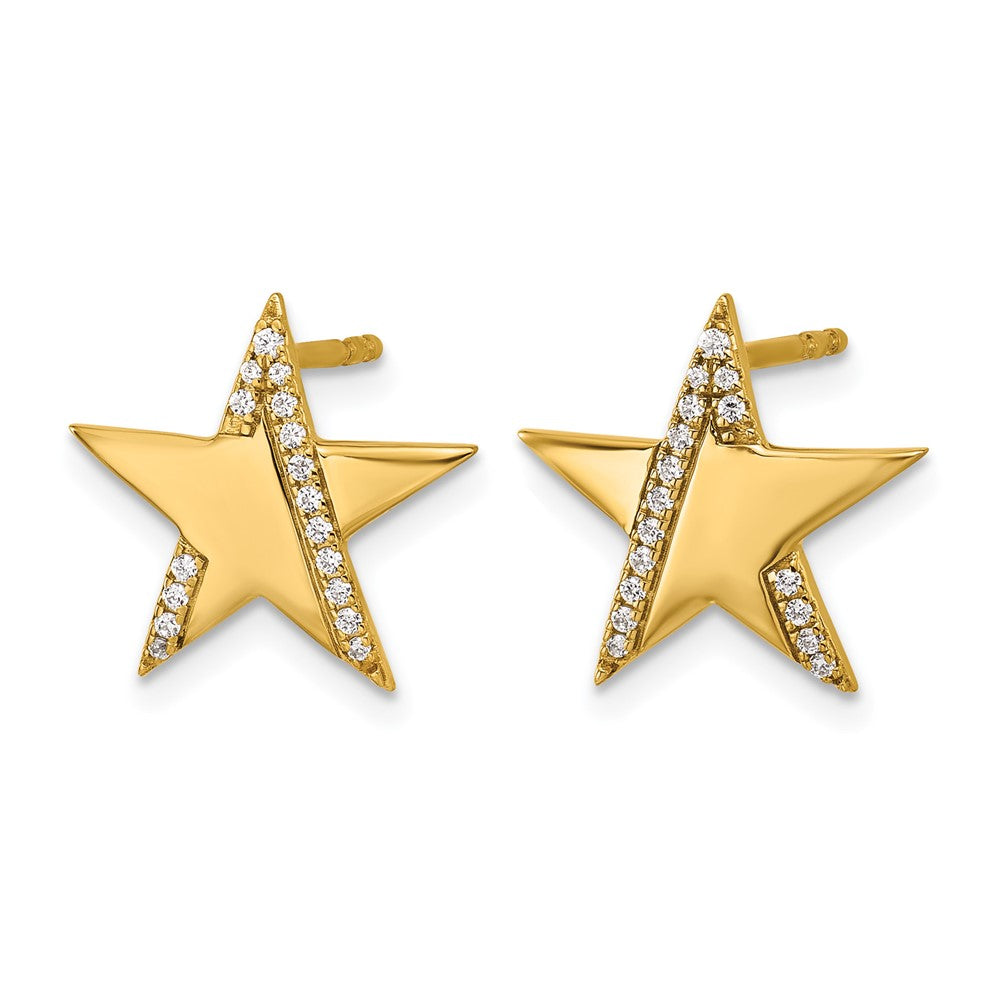 14K Polished Diamond Star Post Earrings