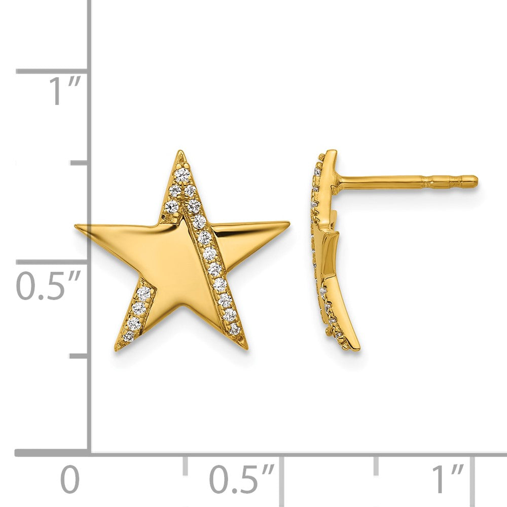 14K Polished Diamond Star Post Earrings