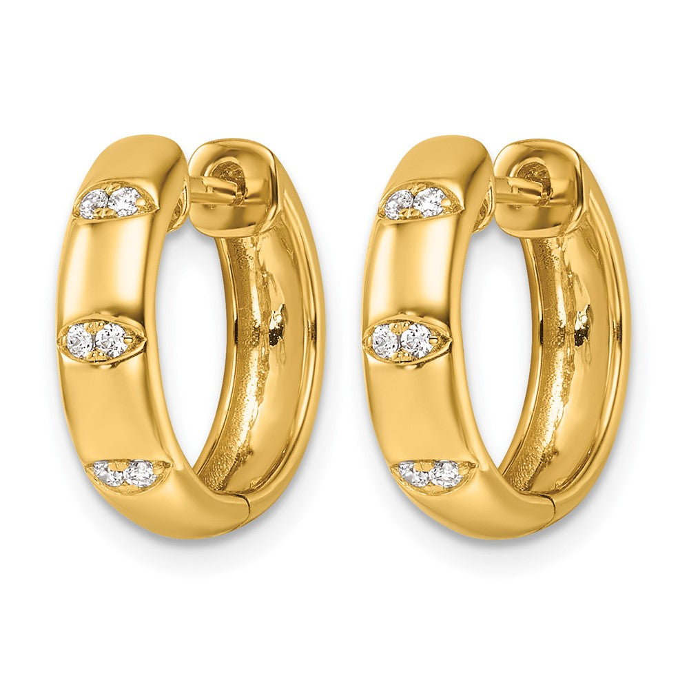 14K Polished Diamond Fancy Huggie Hoop Earrings