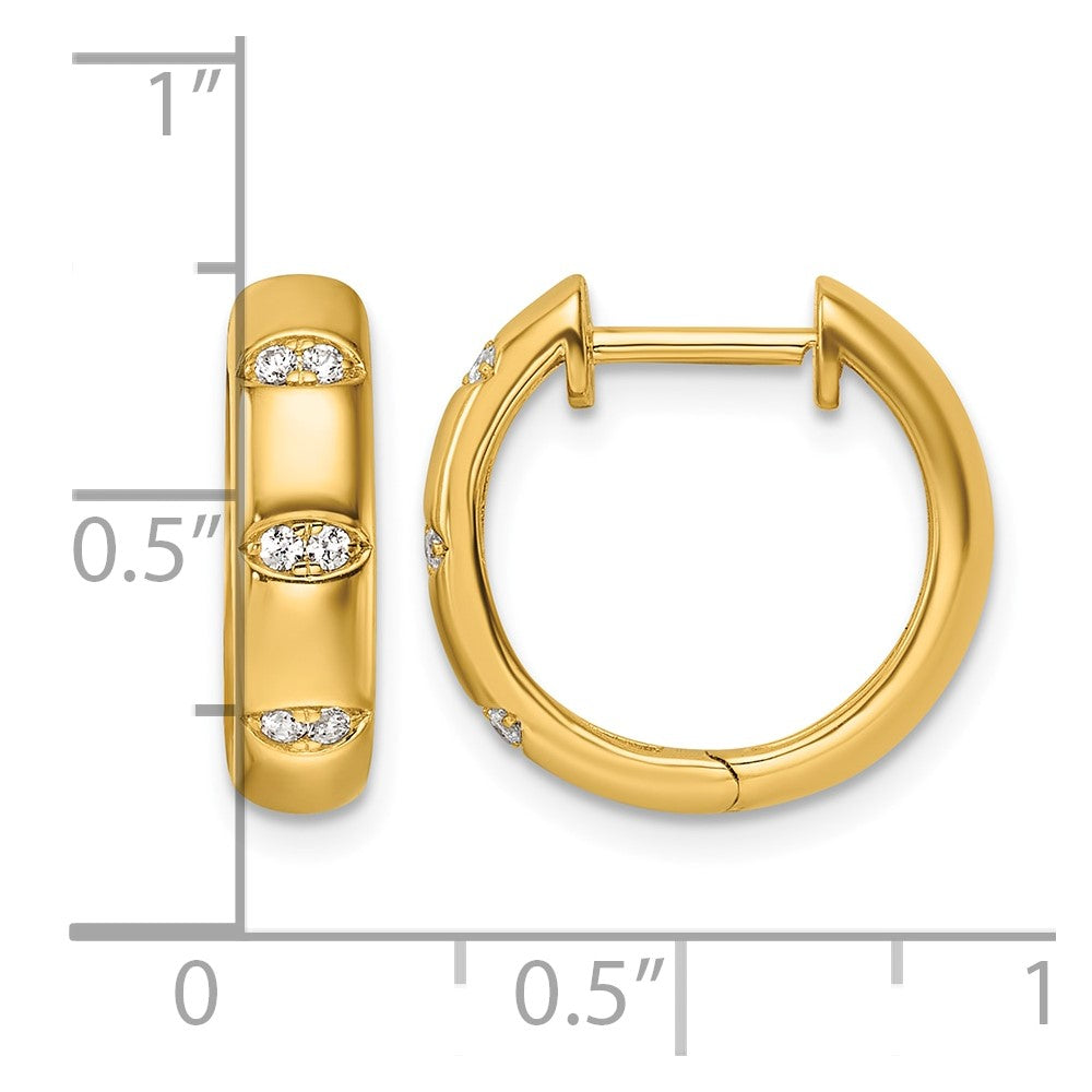 14K Polished Diamond Fancy Huggie Hoop Earrings