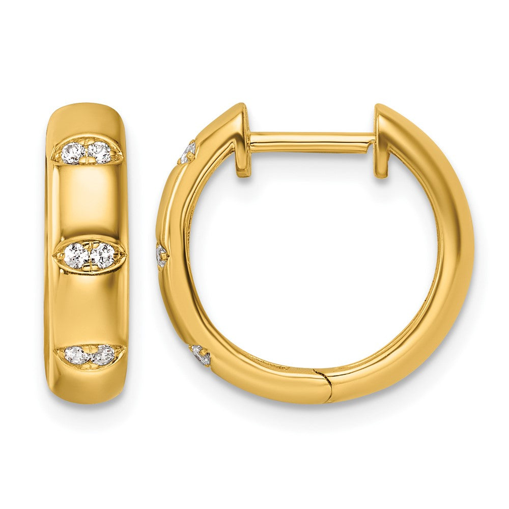 14K Polished Diamond Fancy Huggie Hoop Earrings