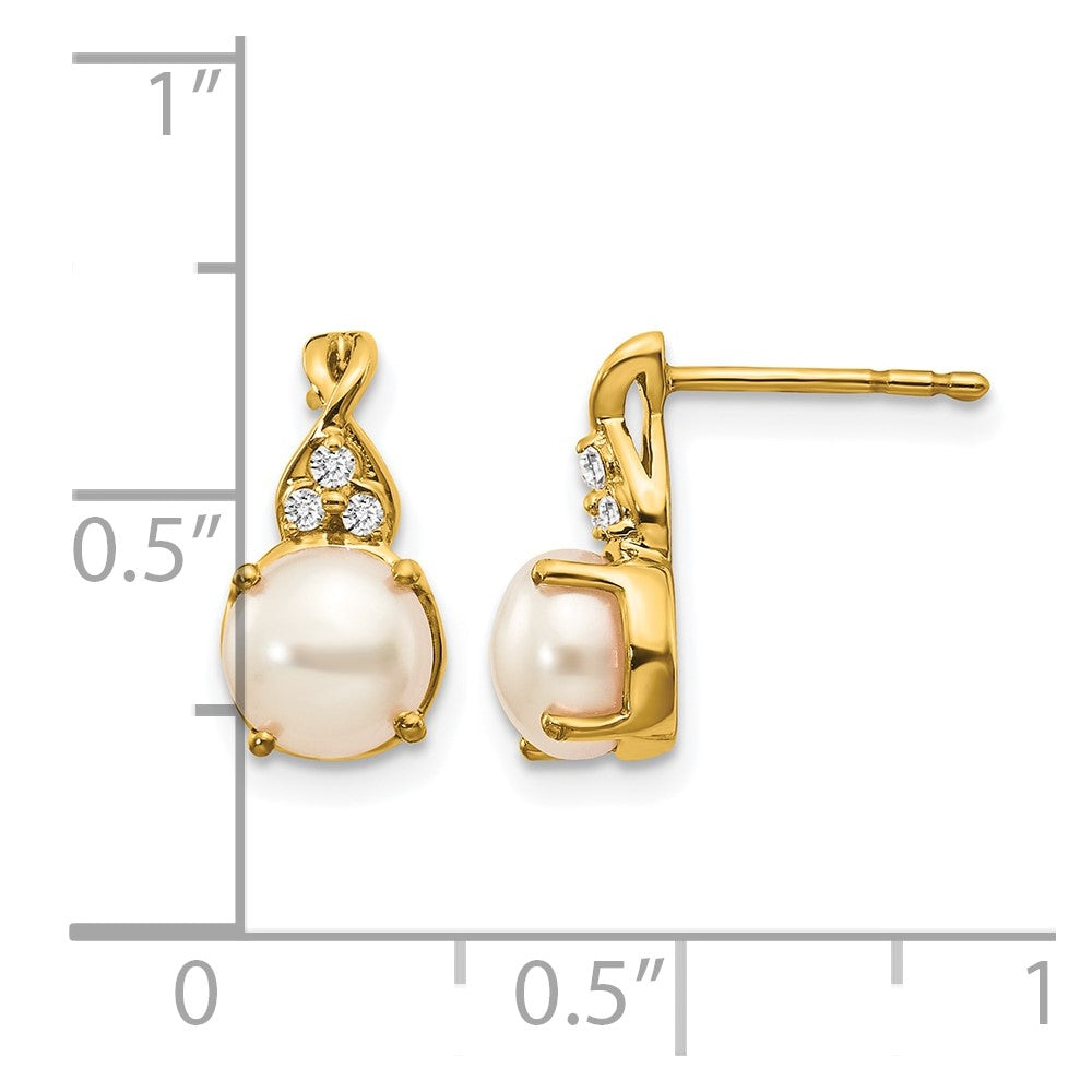 10k FWC Pearl and Diamond Earrings