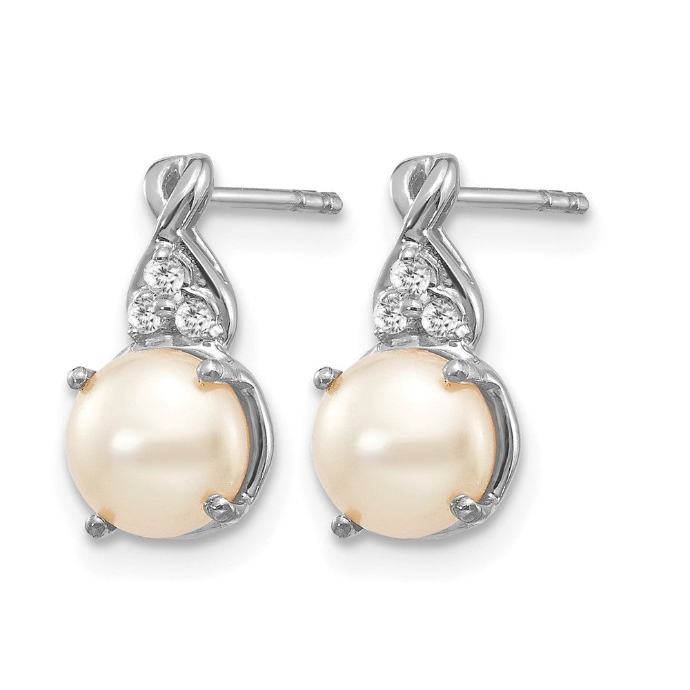 14K White Gold FWC Pearl and Diamond Earrings