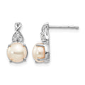 14K White Gold FWC Pearl and Diamond Earrings