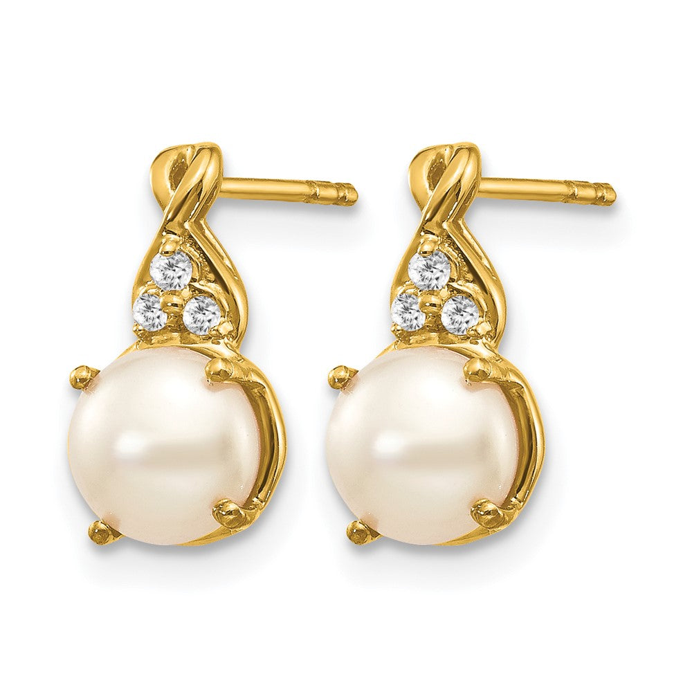 14k FWC Pearl and Diamond Earrings