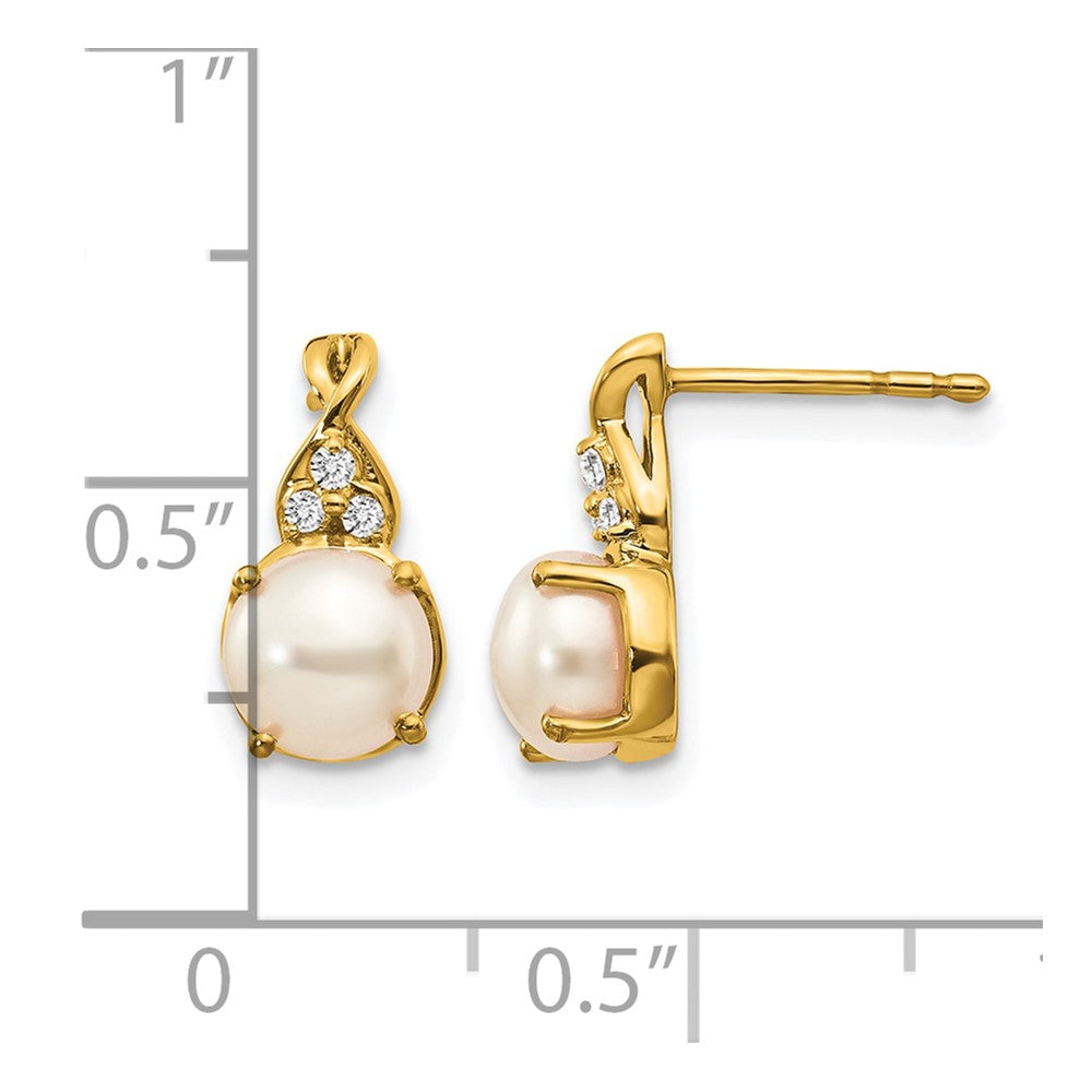 14k FWC Pearl and Diamond Earrings