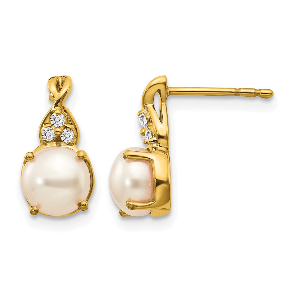 14k FWC Pearl and Diamond Earrings