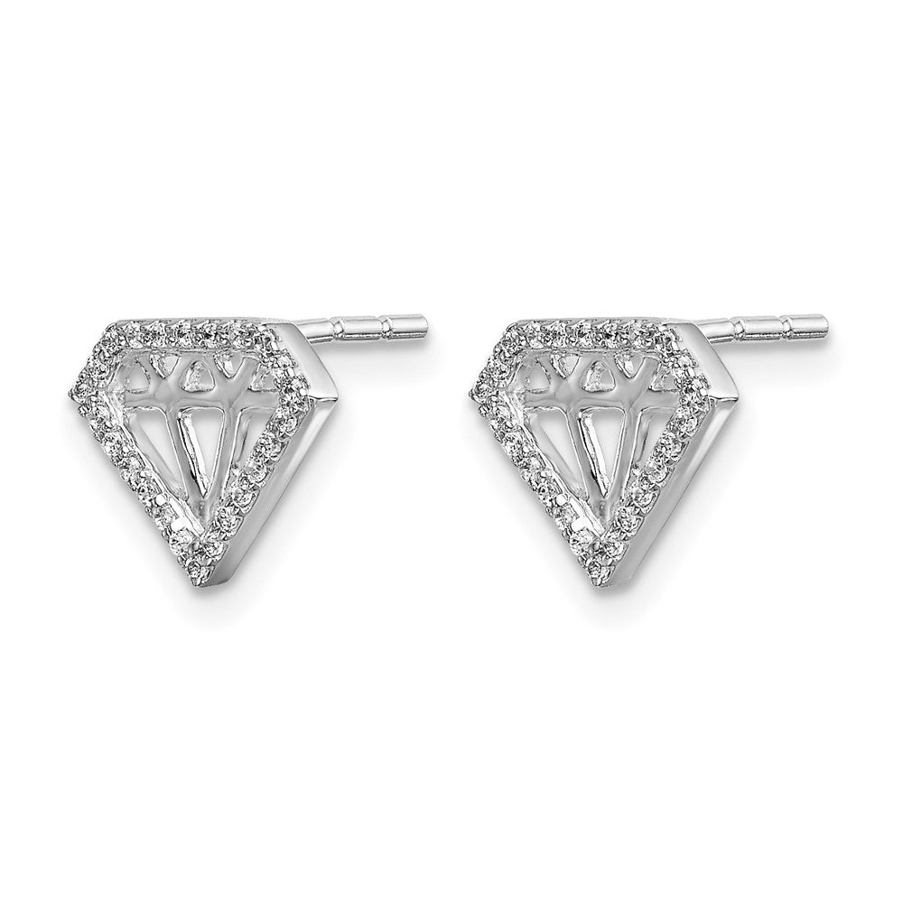 14k White Gold Diamond Gemstone-Shaped Earrings
