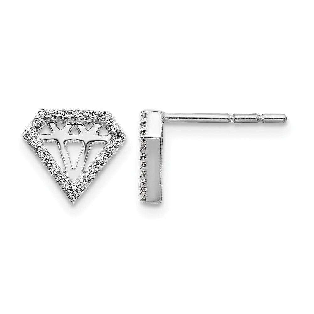 14k White Gold Diamond Gemstone-Shaped Earrings