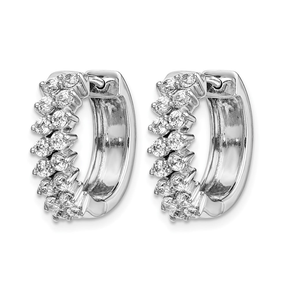 14k White Gold Diamond Hinged Hoop Earrings