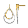 14k Two-tone Diamond Teardrop Earrings