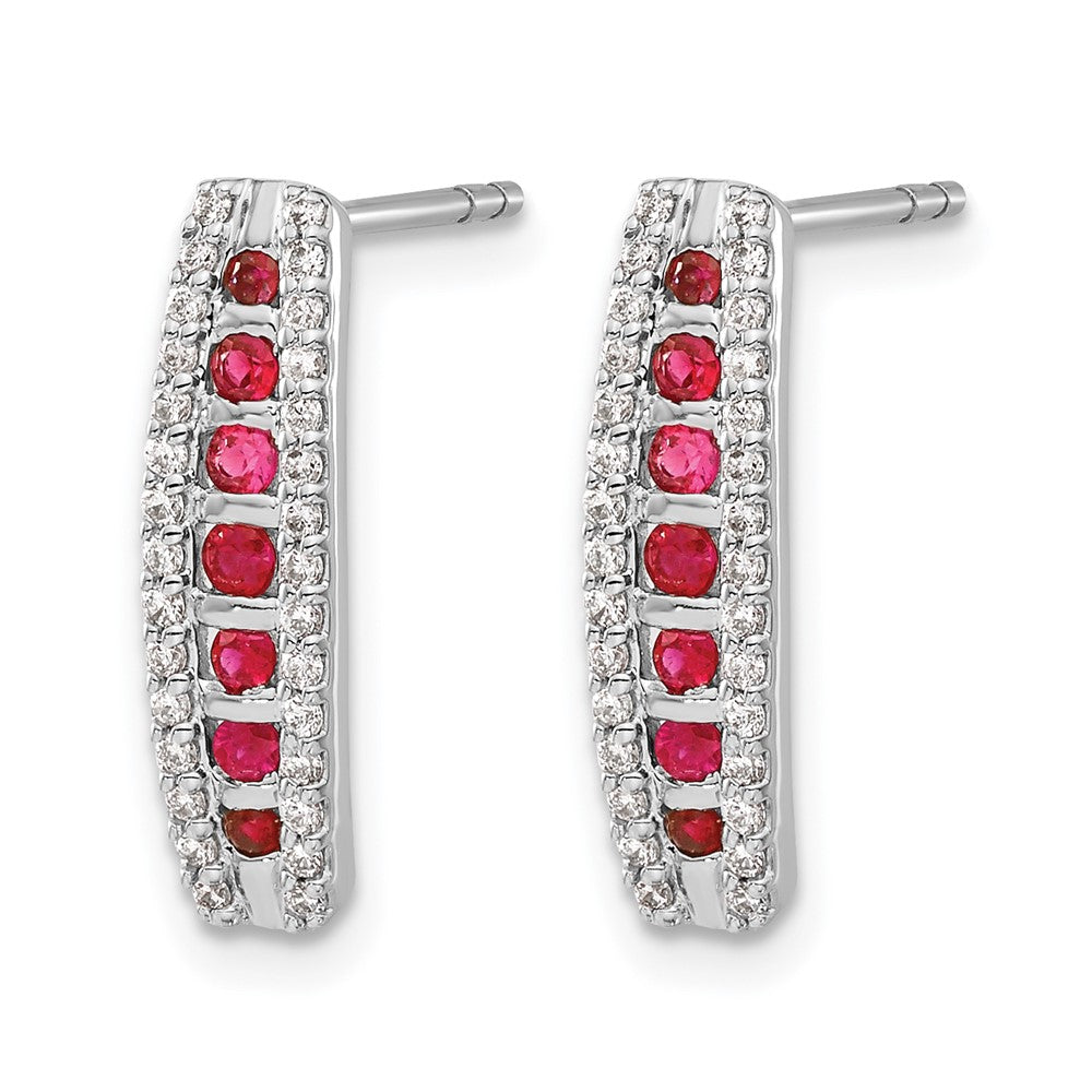 14k White Gold Diamond and Ruby Fancy Earrings